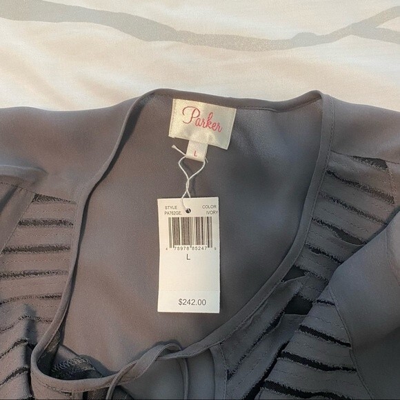 NWT PARKER Silk V-neck Long sleeve Sexy Key Hole Cut Outs luxury SZ L - Picture 4 of 12